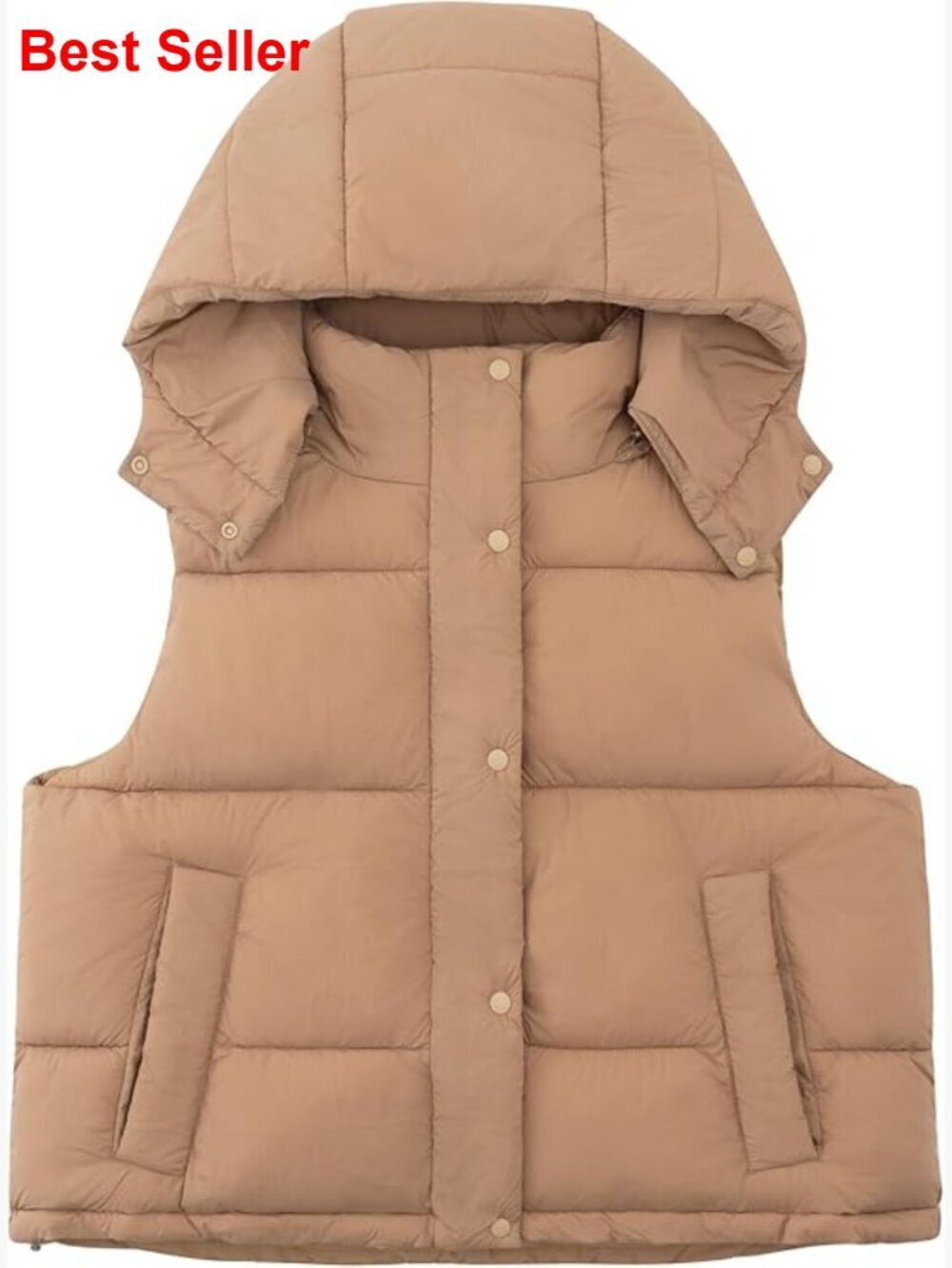 Removable Hooded Puffer Vest Lightweight Quilted Sleeveless Jacket